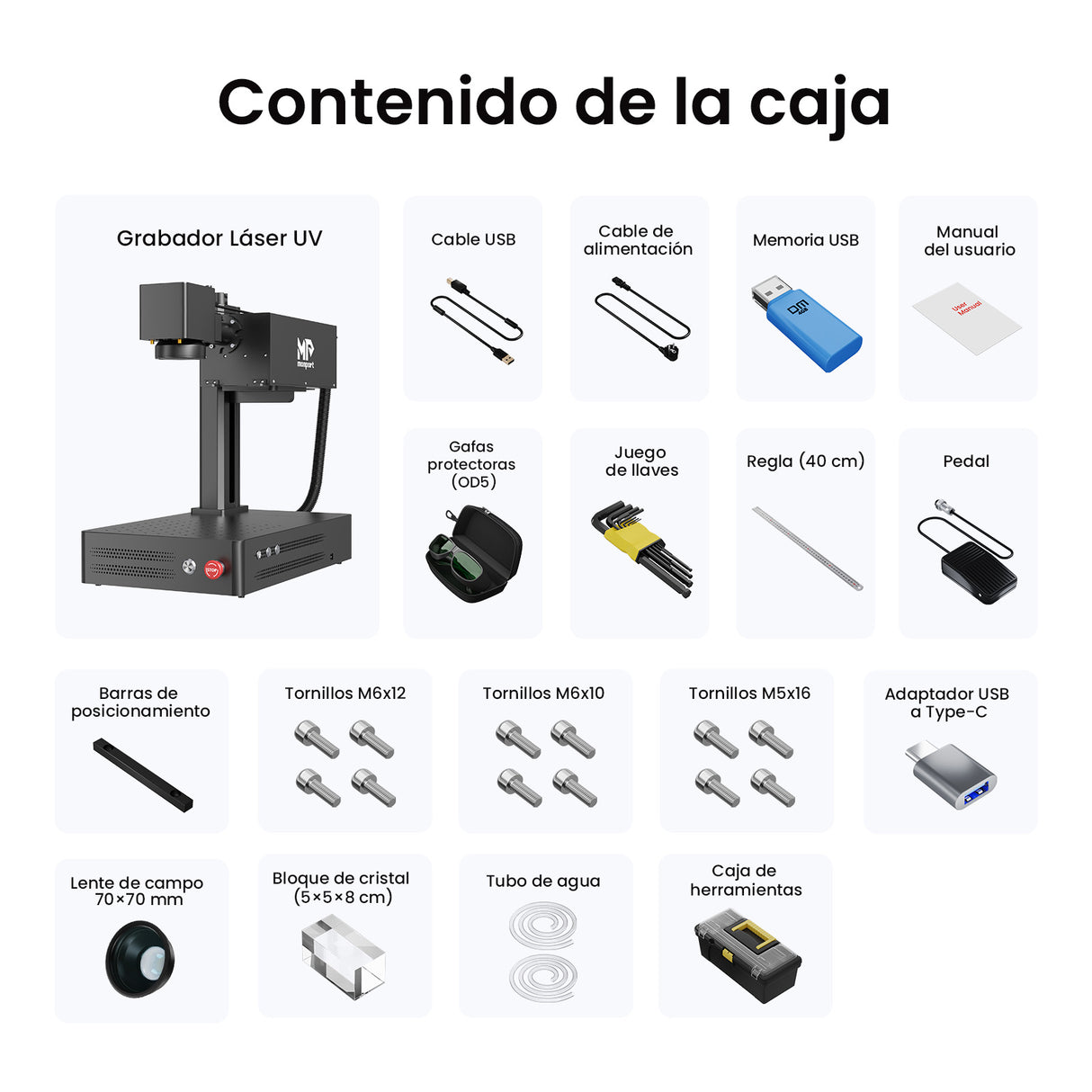 Monport GM 10W PRO Grabador Láser UV (Grabado Interior) – Marcado Láser UV Profesional con Tecnología de Láser Frío de 355 nm