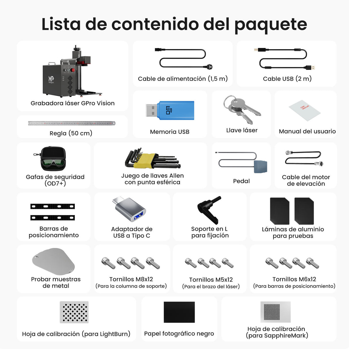 Monport GPro 100W MOPA Vision Máquina Láser de Fibra – Con Sistema de Visión para Posicionamiento Automático, Grabado de Metal de Alta Precisión y Marcado Láser