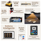 Monport Reno45 Pro Vision 45W Grabadora y Cortadora Láser CO₂ de Escritorio (16" x 12") con Cámara HD de 8MP, Autofocus Magnético y Sistema de Refrigeración por Agua Integrado