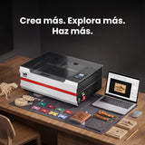Monport Reno45 Pro Vision 45W Grabadora y Cortadora Láser CO₂ de Escritorio (16" x 12") con Cámara HD de 8MP, Autofocus Magnético y Sistema de Refrigeración por Agua Integrado