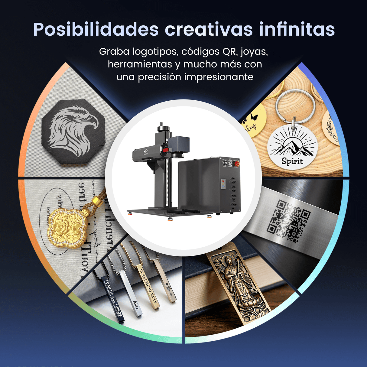 Monport GT 50W Láser de fibra separado: máquina de grabado y marcaje con enfoque automático (200 mm × 200 mm) — dispositivo alemán