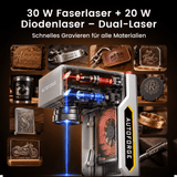 Monport AutoForge Grabadora Láser Dual con Láser de Fibra de 30W y Láser de Diodo de 20W – Máquina de Grabado Láser Precisa y Portátil