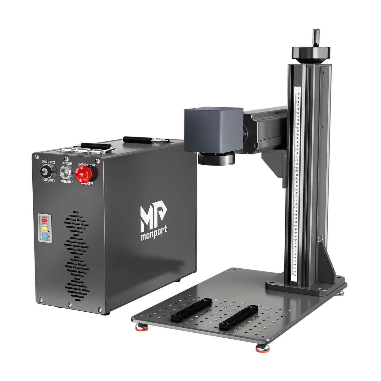 Monport GT 50W Láser de fibra separado: máquina de grabado y marcaje con enfoque automático (200 mm × 200 mm) — dispositivo alemán