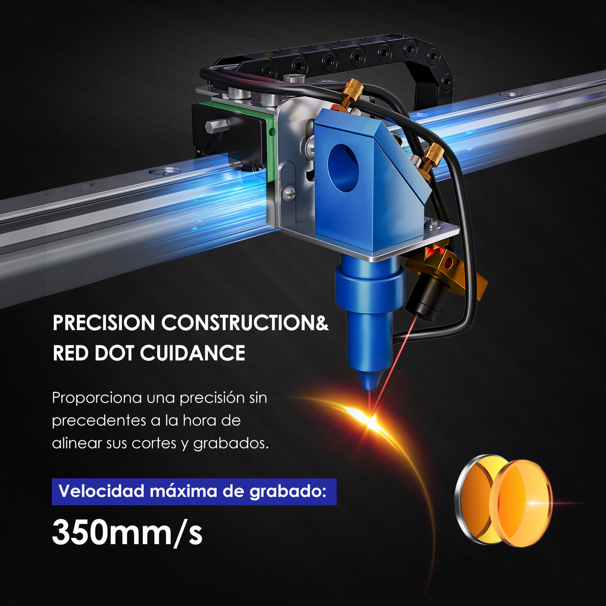 Monport Grabador y cortador láser de CO2 40W Pro Lightburn (12"x8") con asistencia de aire