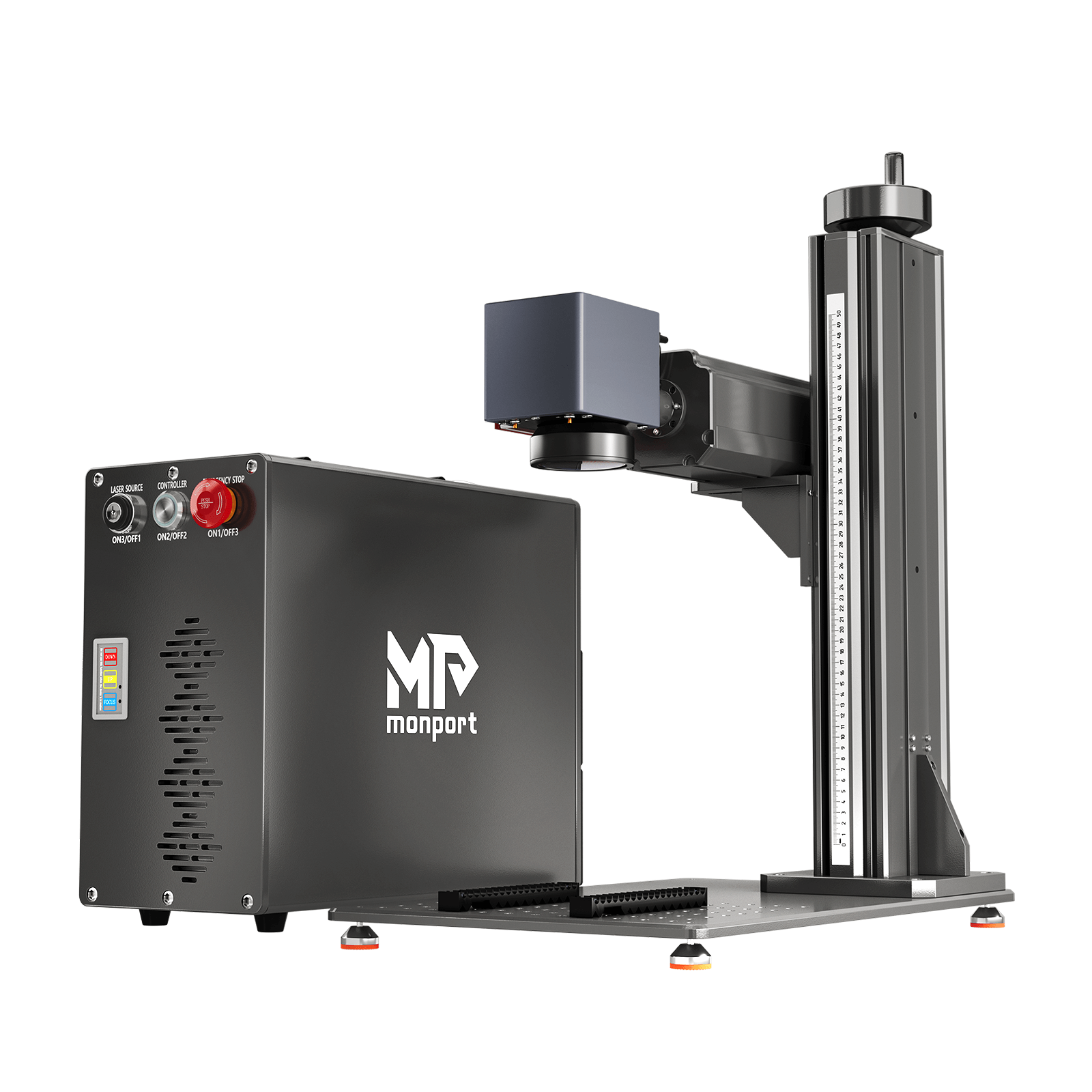 Monport GT 50W Láser de fibra separado: máquina de grabado y marcaje con enfoque automático (200 mm × 200 mm) — dispositivo alemán