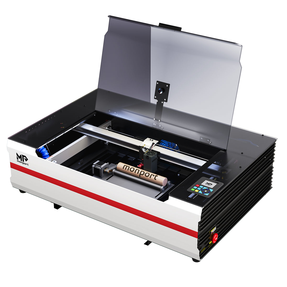 Monport Reno65 Pro Vision 65W – Grabadora y Cortadora Láser CO₂ de Sobremesa (24'' x 16'') con Cámara HD de 8MP, Autofocus Magnético y Sistema de Refrigeración por Agua Integrado