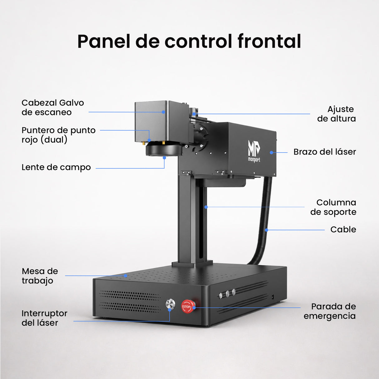 Monport GM 6W PRO Grabador Láser UV (Grabado Interior) – Marcado Láser UV Profesional con Tecnología de Láser Frío de 355 nm
