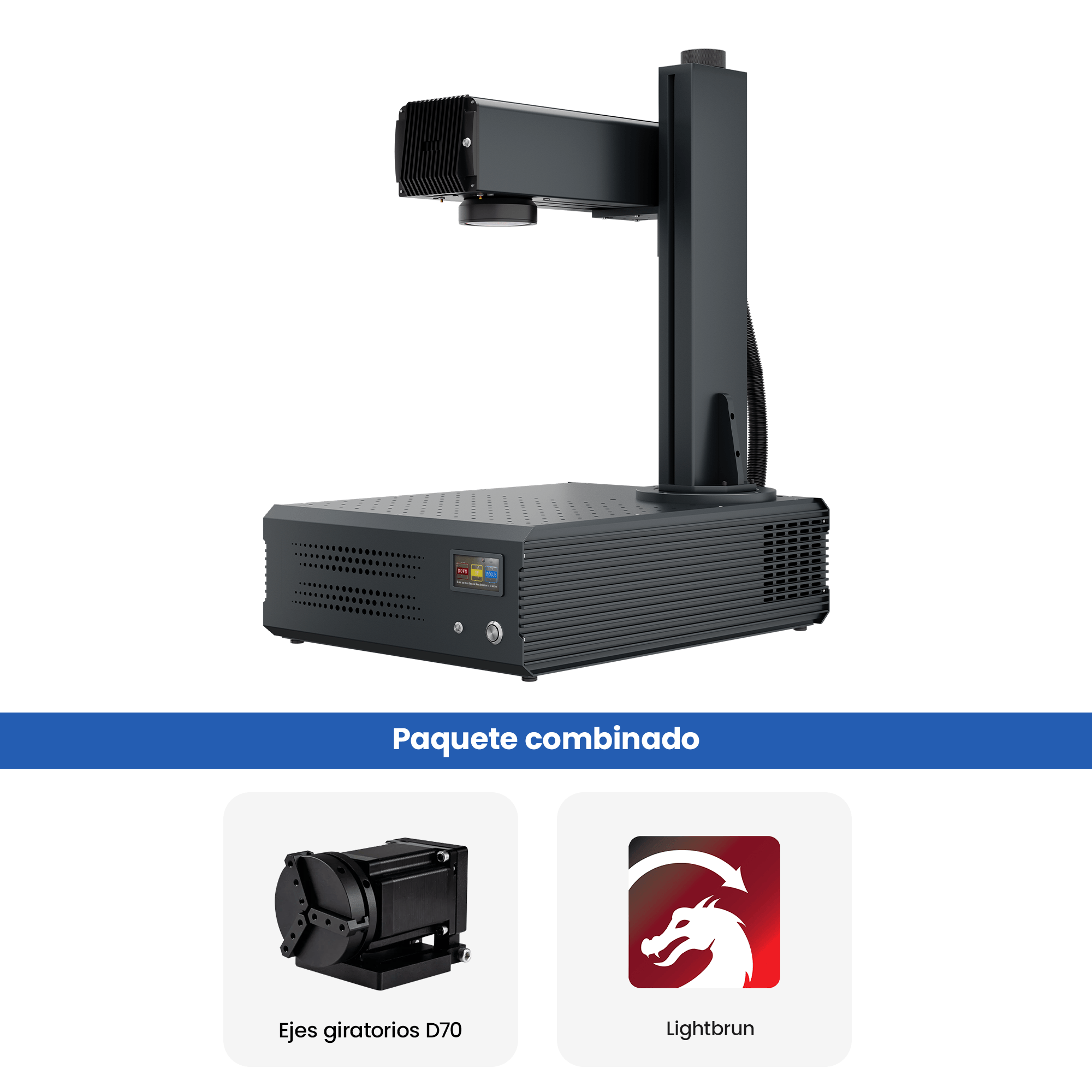Grabador y marcador láser de fibra MOPA integrado de 100W mejorado Monport GA con enfoque automático