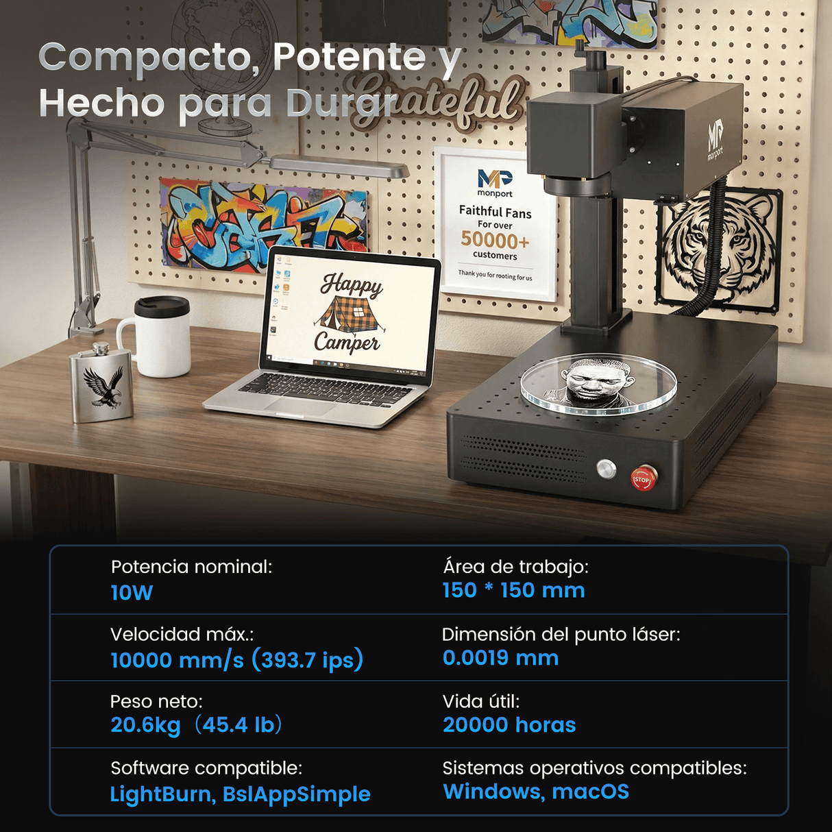 Monport 10W Grabador y Marcador Láser UV