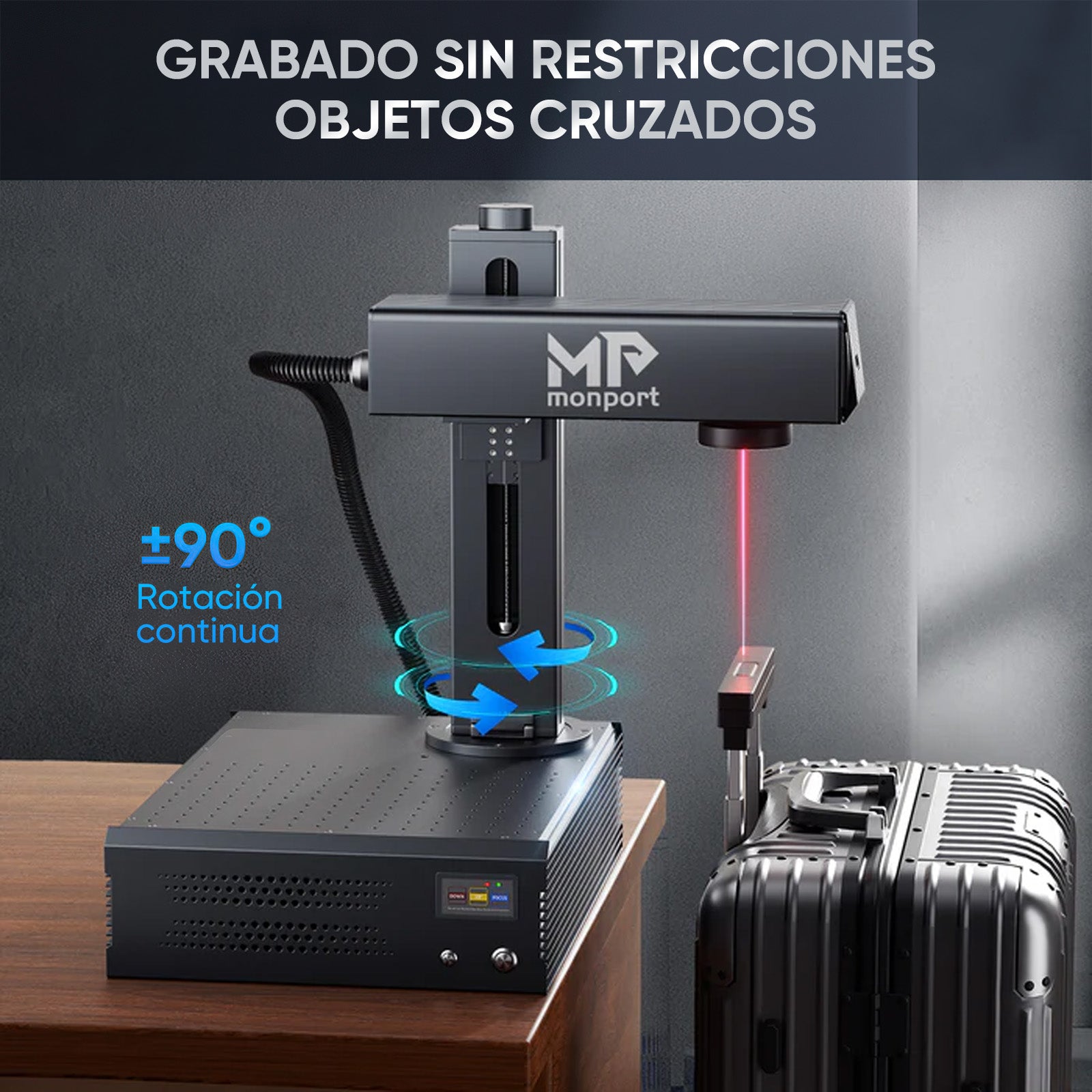 Grabador y marcador láser de fibra MOPA integrado Monport GA mejorado de 60W con enfoque automático