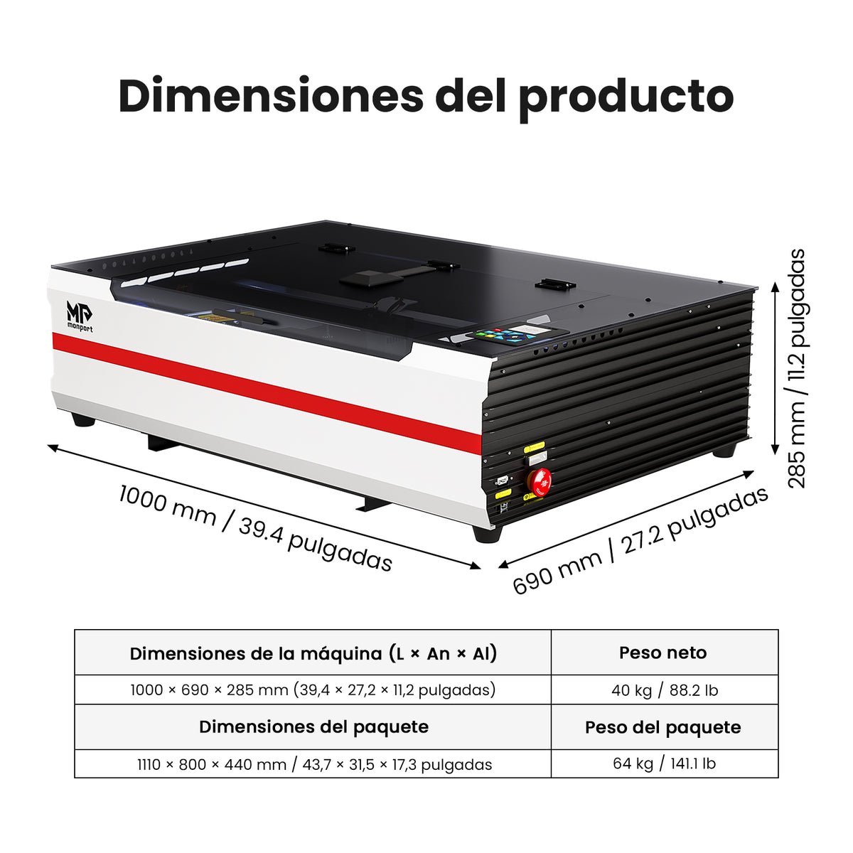 Monport Reno65 Pro Vision 65W – Grabadora y Cortadora Láser CO₂ de Sobremesa (24'' x 16'') con Cámara HD de 8MP, Autofocus Magnético y Sistema de Refrigeración por Agua Integrado