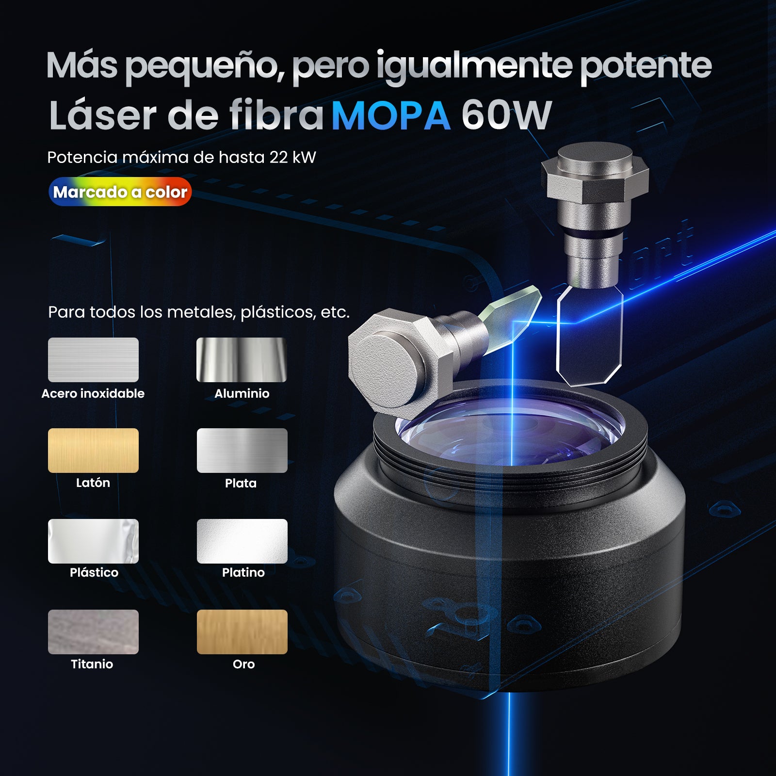 Monport GM 60W Máquina de marcado y grabado láser de fibra MOPA integrada