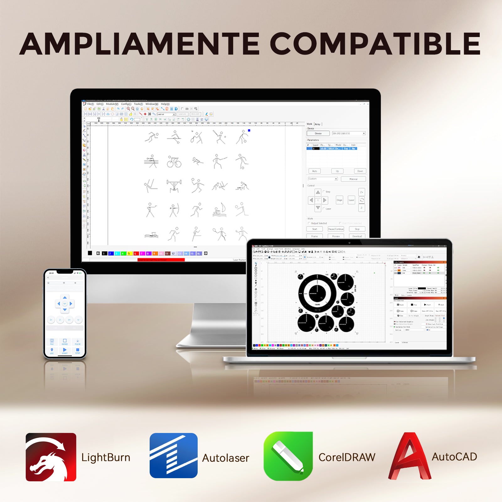 Monport Reno65 Pro Grabadora y Cortadora Láser de CO2 de Sobremesa de 65W (24
