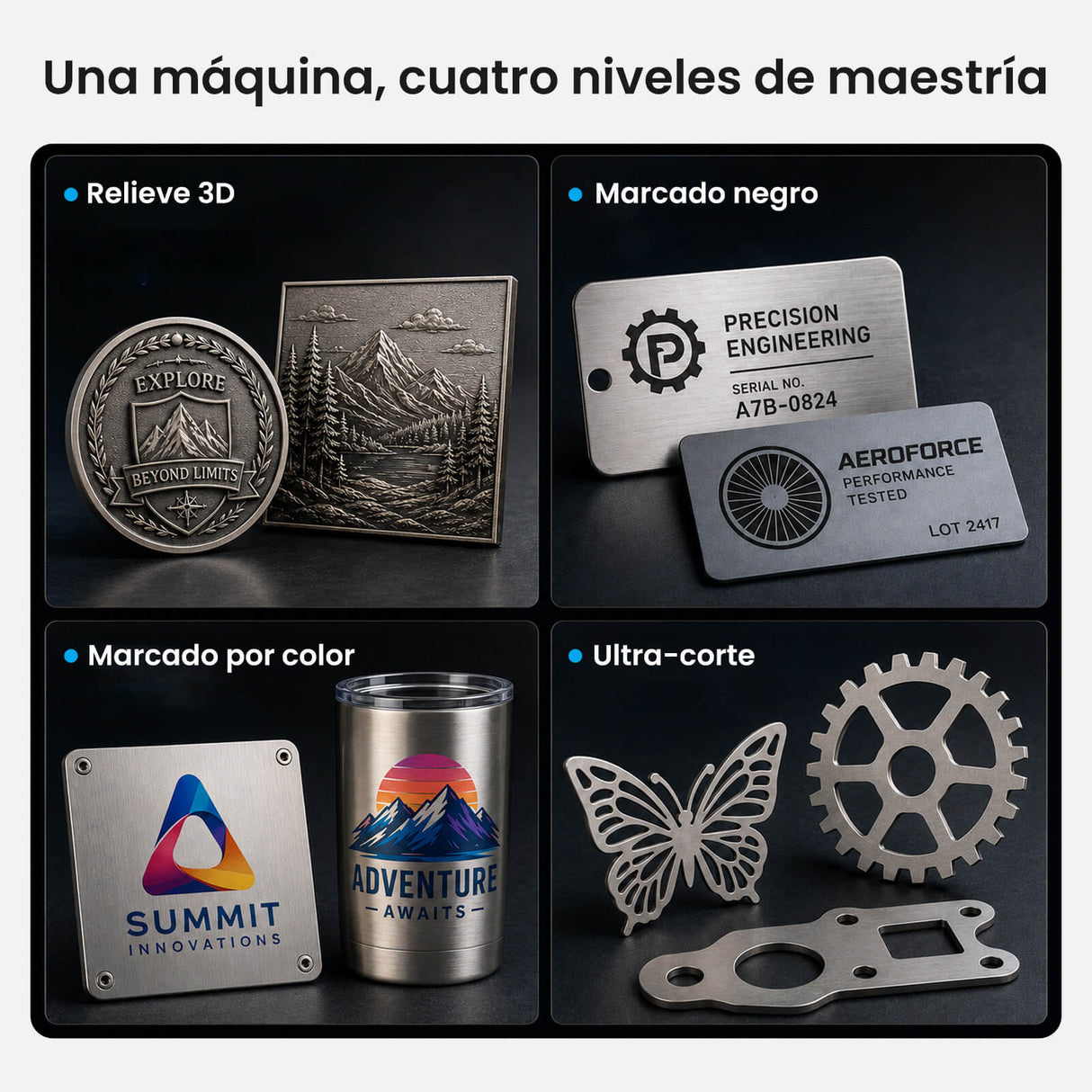 Monport GPro 100W MOPA Vision Máquina Láser de Fibra – Con Sistema de Visión para Posicionamiento Automático, Grabado de Metal de Alta Precisión y Marcado Láser
