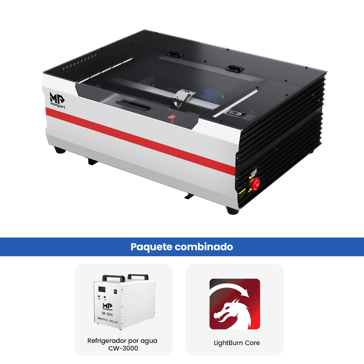 Monport Reno45 de 45W Grabador y cortador láser de CO2 de escritorio (16" x 12") con enfoque semiautomático completamente nuevo