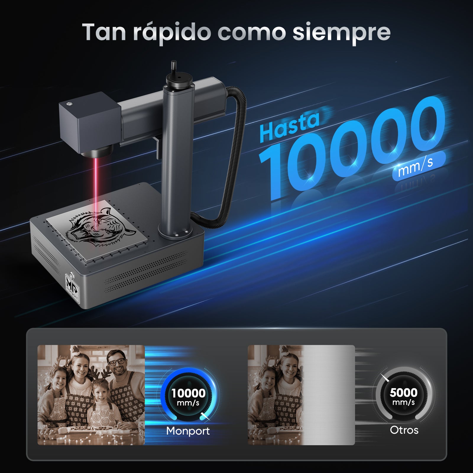 Monport GM 50W Máquina de grabado y marcado láser de fibra integrada