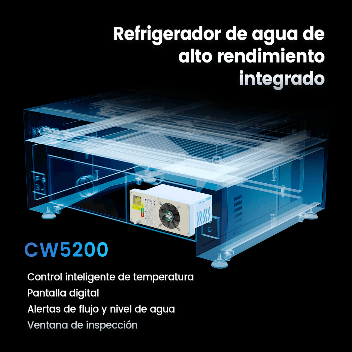 Monport Effi9S Actualizada Grabadora y Cortadora Láser CO₂ de 90W (914 × 610 mm) con Autofoco y Refrigerador de Agua Integrado 4,9 (18 reseñas)