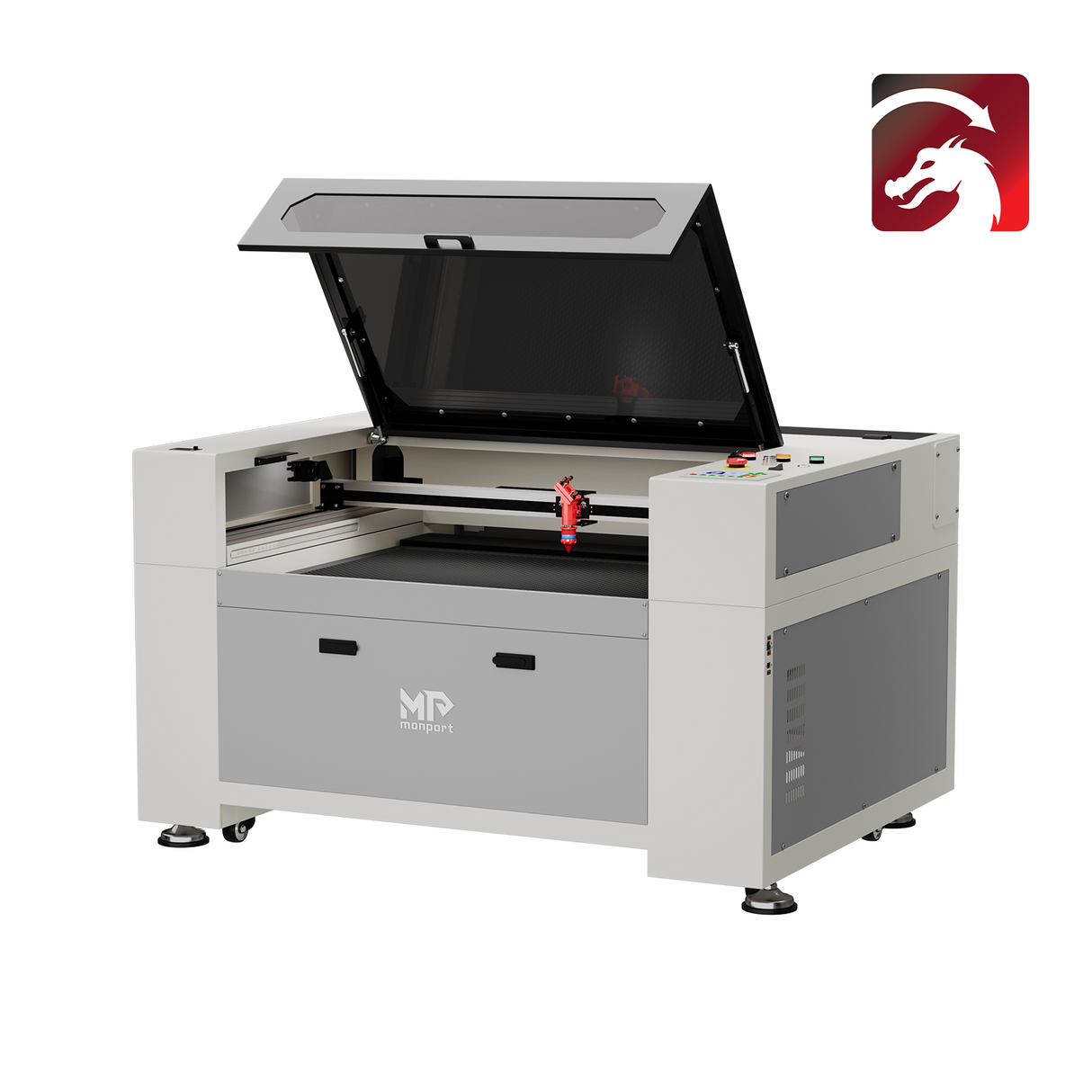 Monport 90W CO2 Sistema de refrigeración por agua integrado Máquina de grabado láser y cortador con superficie de grabado (900x600 mm)