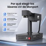 Monport GM 10W PRO Grabador Láser UV (Grabado Interior) – Marcado Láser UV Profesional con Tecnología de Láser Frío de 355 nm
