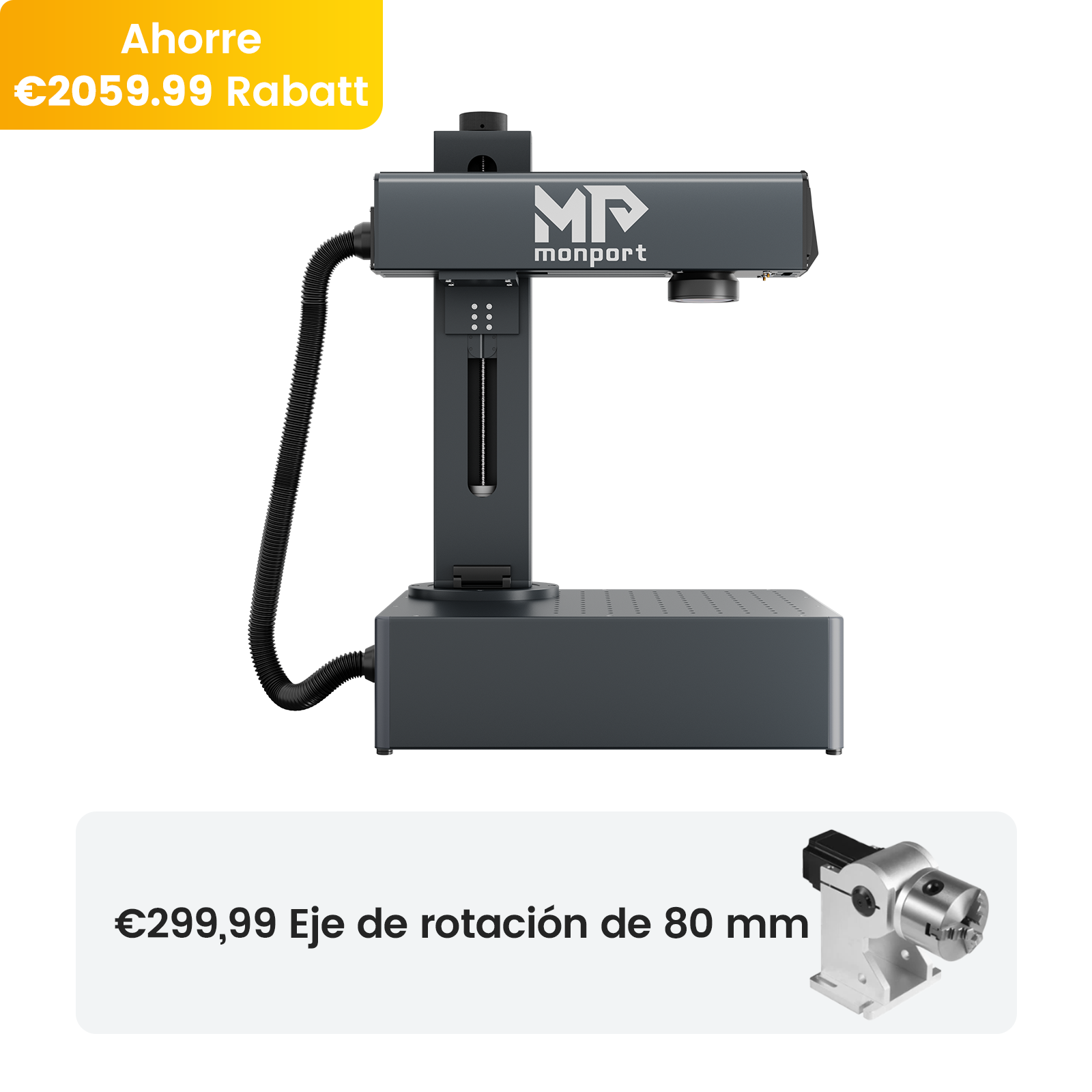 Grabador y marcador láser de fibra MOPA integrado Monport GA mejorado de 30W con enfoque automático