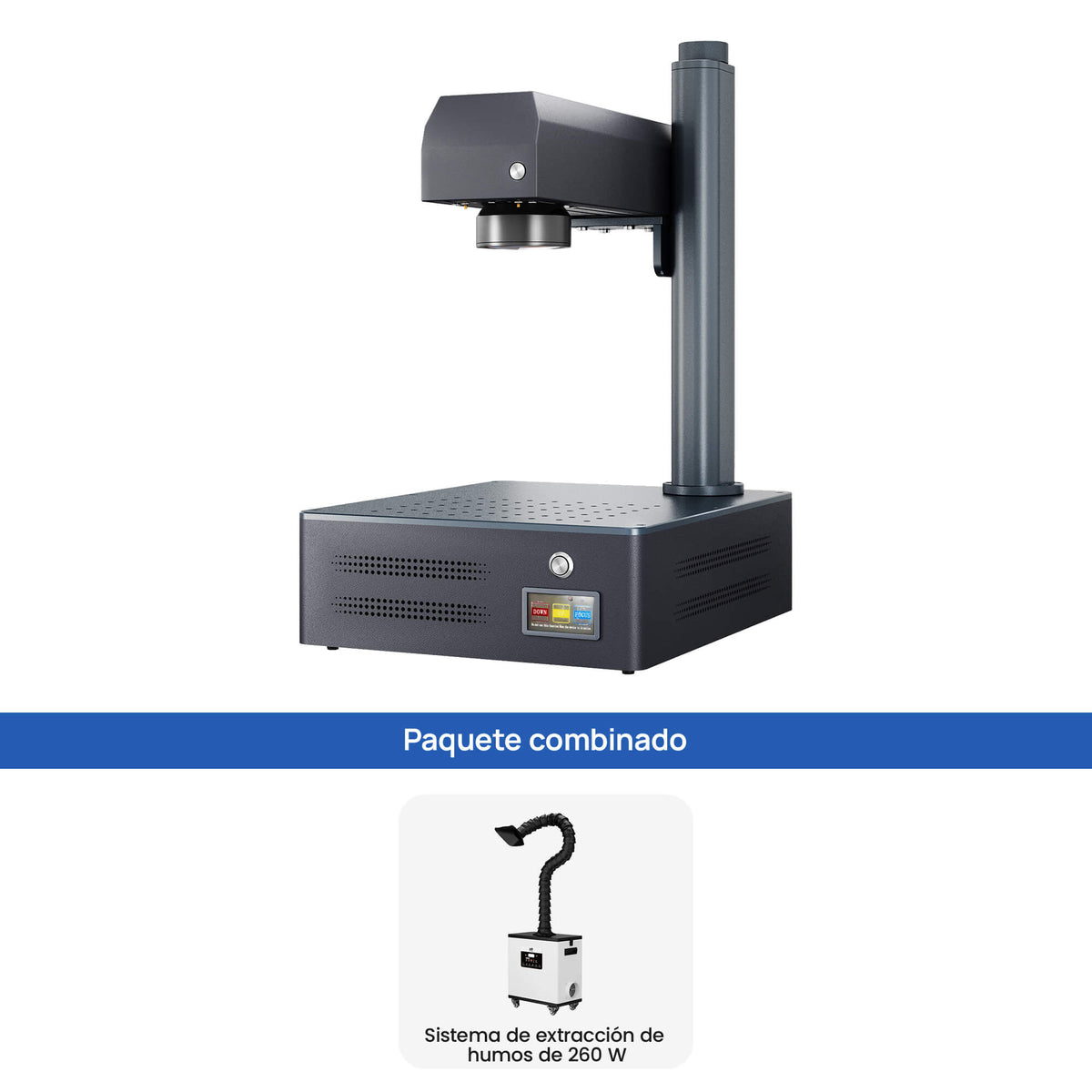 Máquina de grabado y marcado láser de fibra MOPA integrada Monport GM 60W Pro con enfoque automático