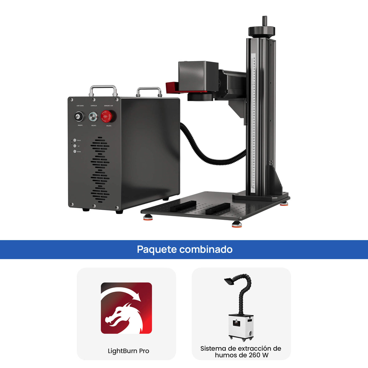Monport GPro 60W MOPA Vision Máquina Láser de Fibra – Con Sistema de Visión para Posicionamiento Automático, Grabado de Metal de Alta Precisión y Marcado Láser