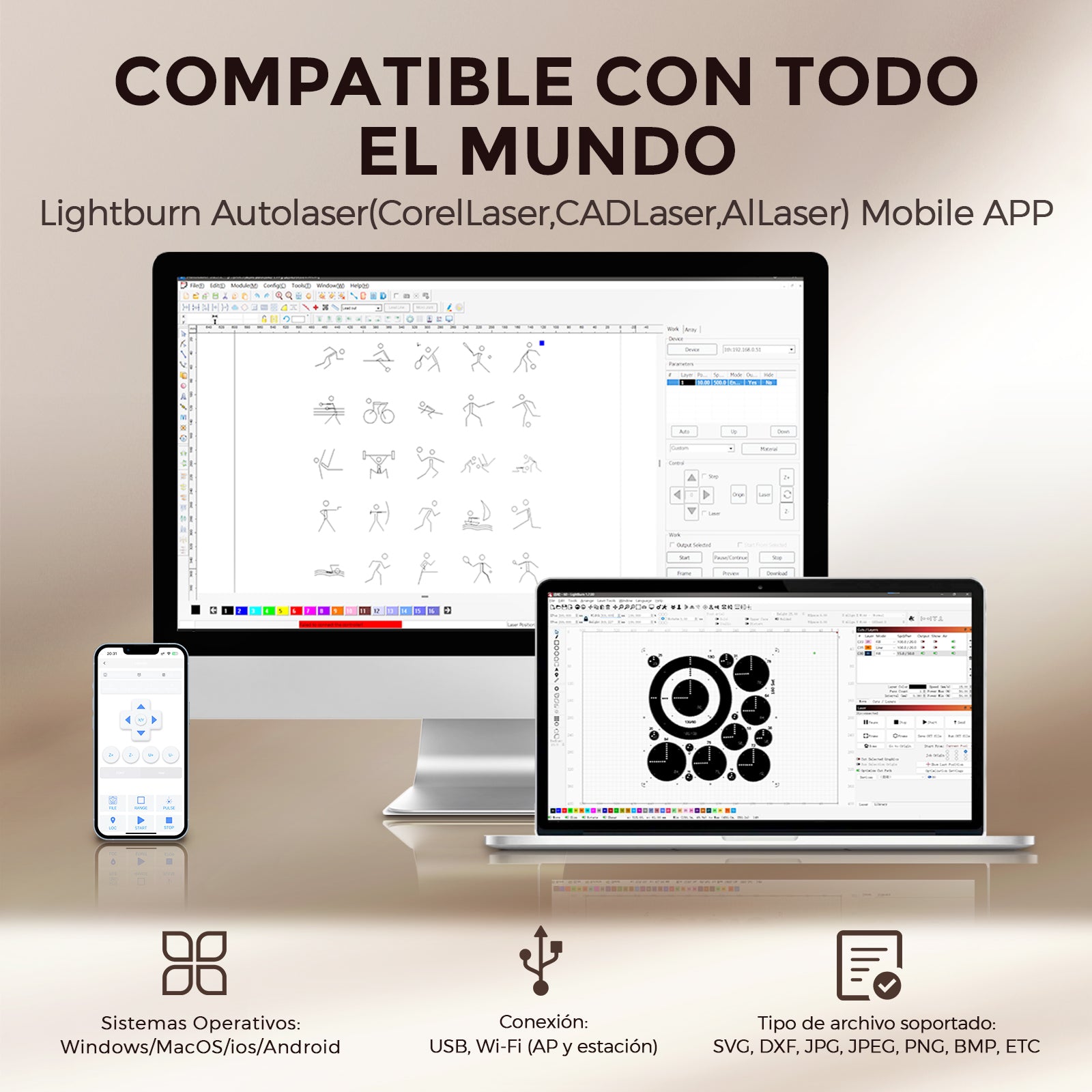 Monport Reno45 Pro de 45W Grabador y cortador láser de CO2 de escritorio (16