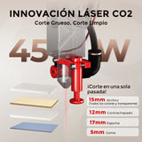 Monport Reno45 Pro Vision 45W Grabadora y Cortadora Láser CO2 de Escritorio (16" X 12") con Cámara HD de 8MP y Enfoque Automático Asistido por Imán