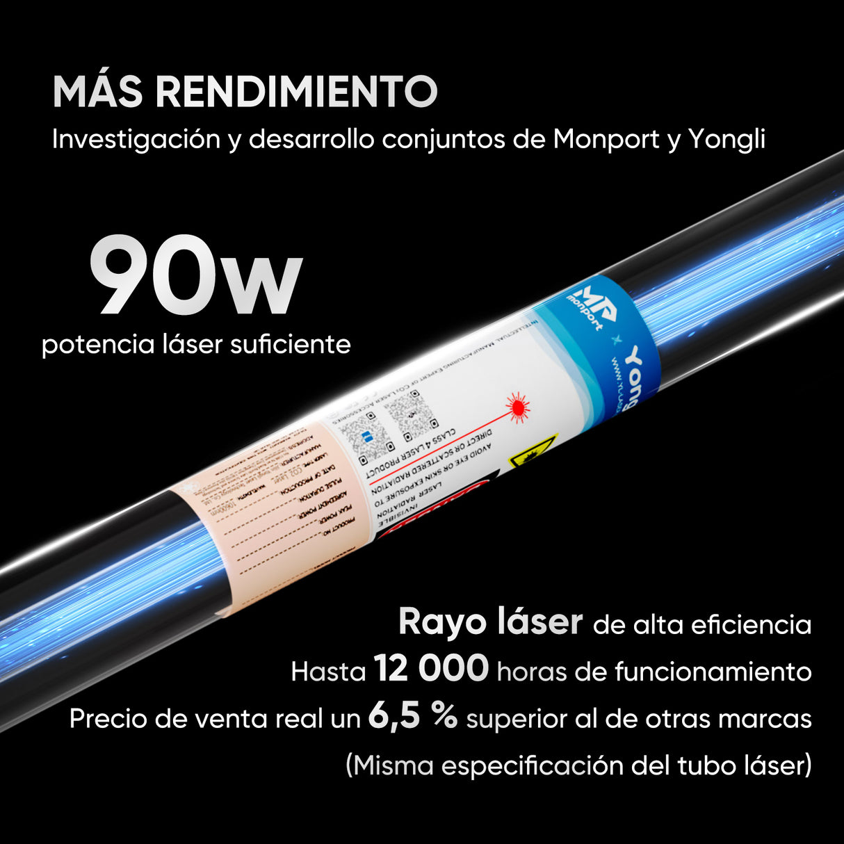 M¨¢quina de grabado l¨¢ser y cortadora con sistema de refrigeraci¨®n por agua integrado de CO2 Monport de 90 W con superficie de grabado (900 x 600 mm)