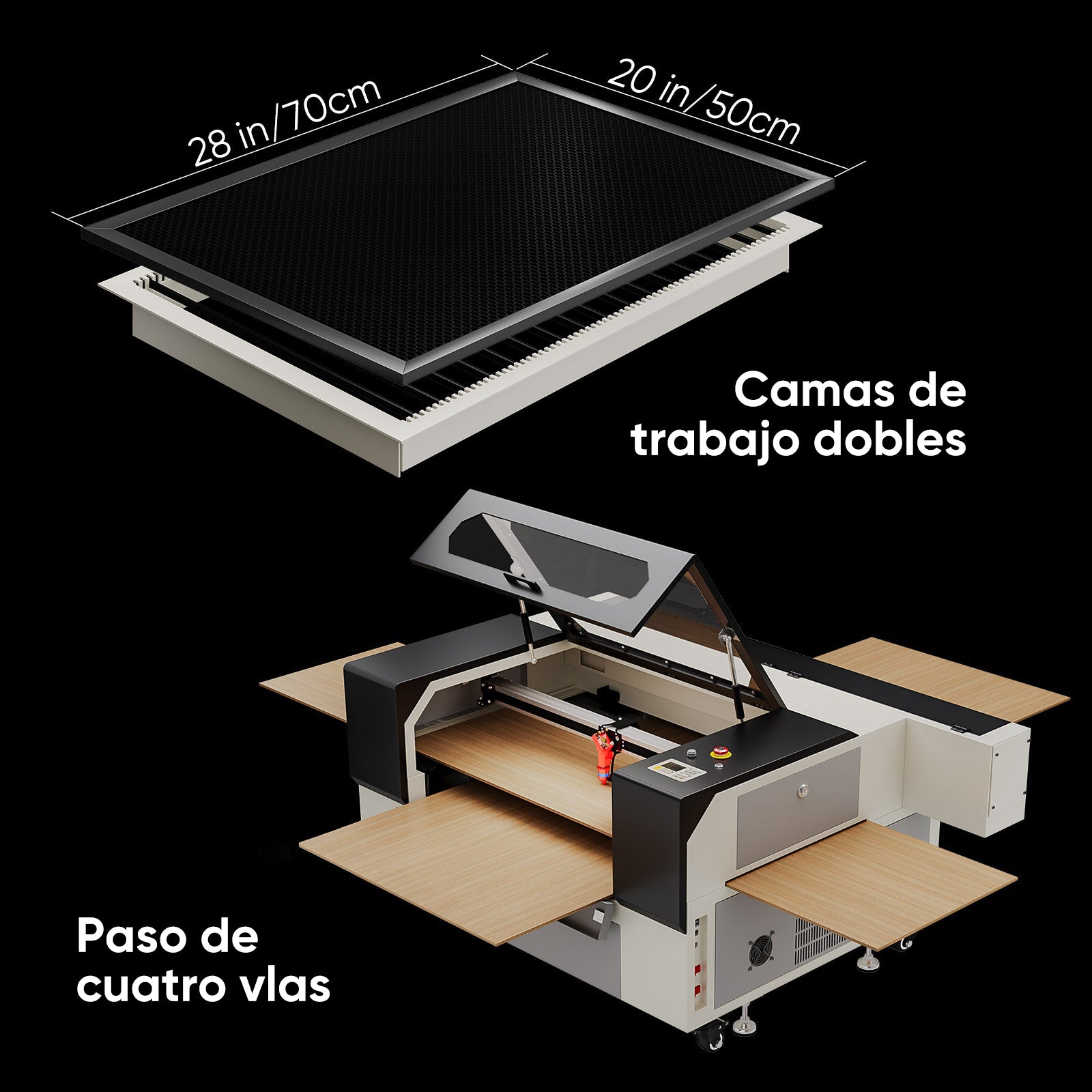 Máquina de grabado y corte láser CO2 Monport 90W (500x700mm) con enfoque automático