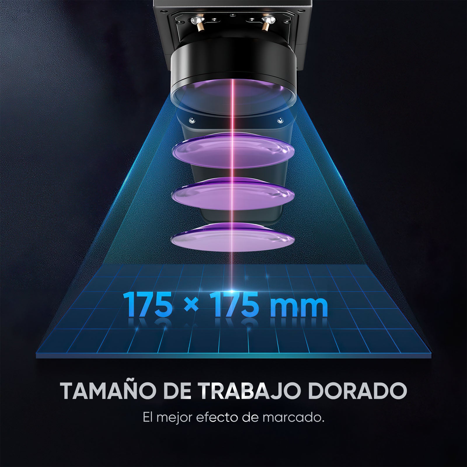 Grabador y marcador láser de fibra MOPA GPro de 100W (175x175mm) Monport con enfoque manual