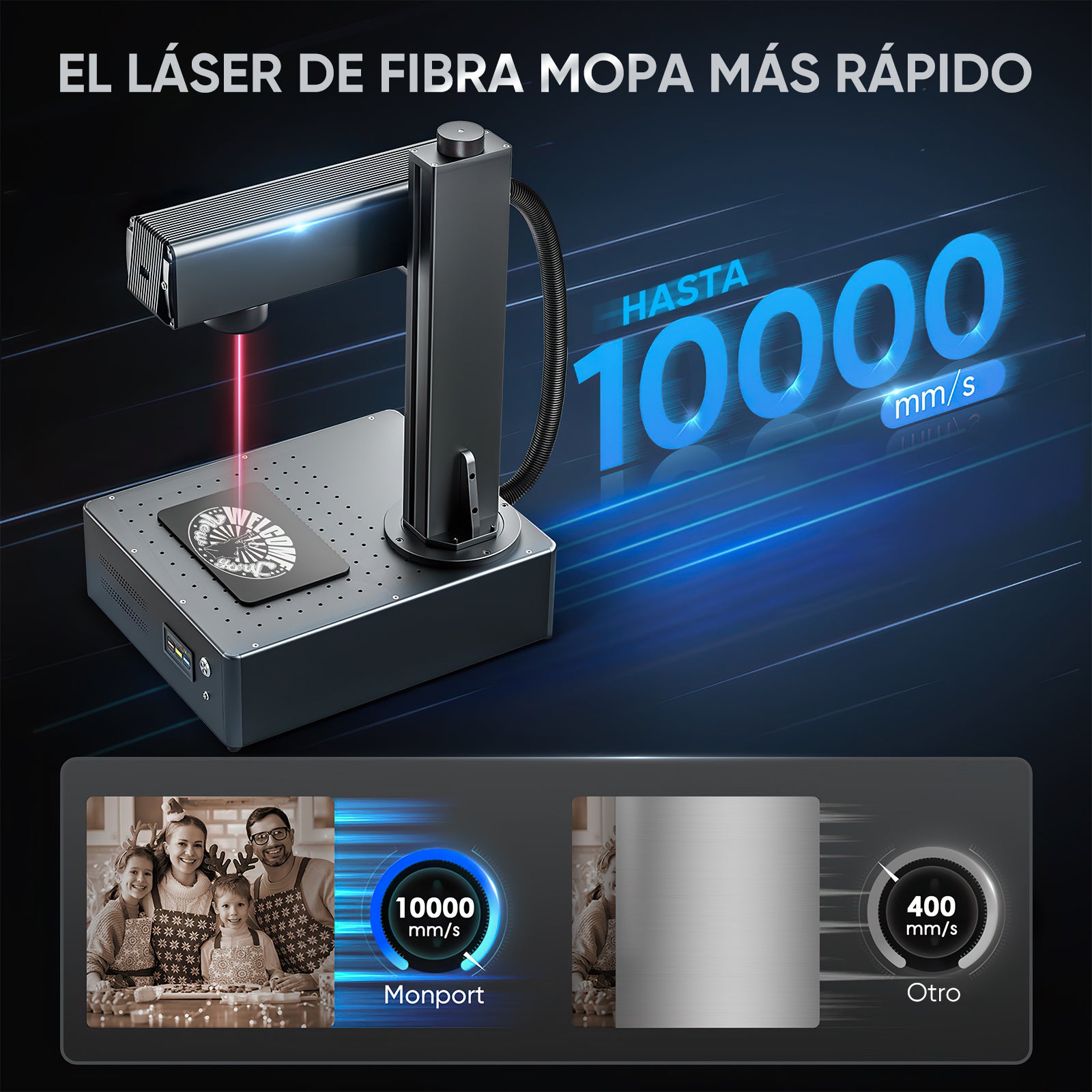 Grabador y marcador láser de fibra integrado Monport GA Enhanced de 30W con enfoque automático