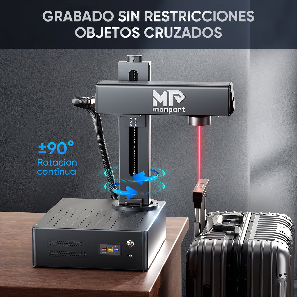 Grabador y marcador láser de fibra MOPA integrado Monport GA mejorado de 30W con enfoque automático