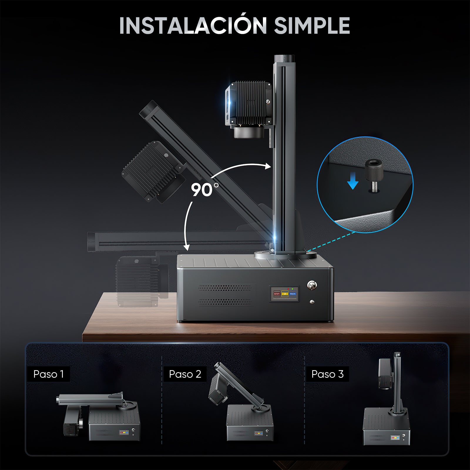 Grabador y marcador láser de fibra integrado Monport GA Enhanced de 30W con enfoque automático