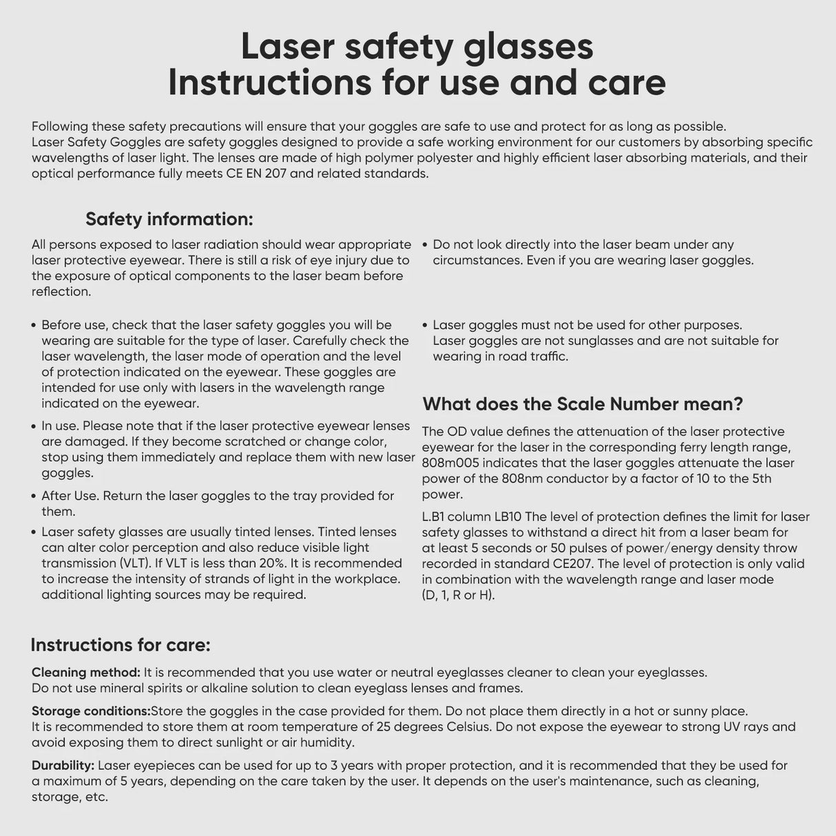 Gafas protectoras para grabadores láser de fibra - 1064 nm - OD7