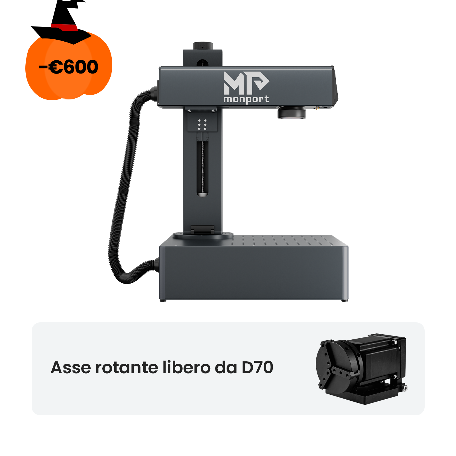 Grabador y marcador láser de fibra integrado Monport GA mejorado de 50W con enfoque automático